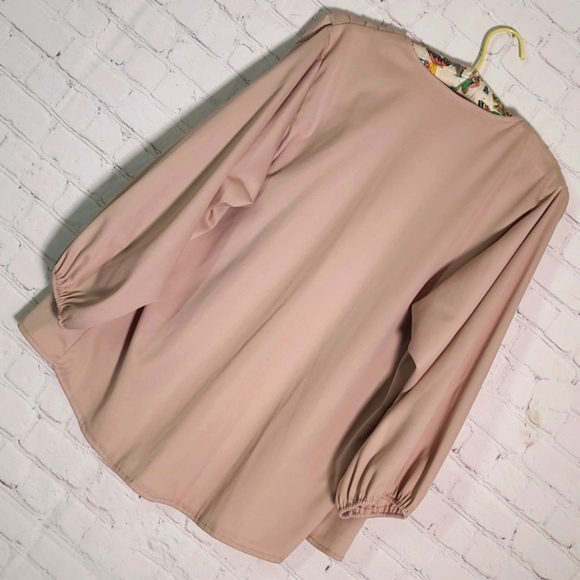 Vintage Union Made USA Sandy Beige Open Front Top Blouse Cover Womens Size 11/12 - Picture 12 of 14